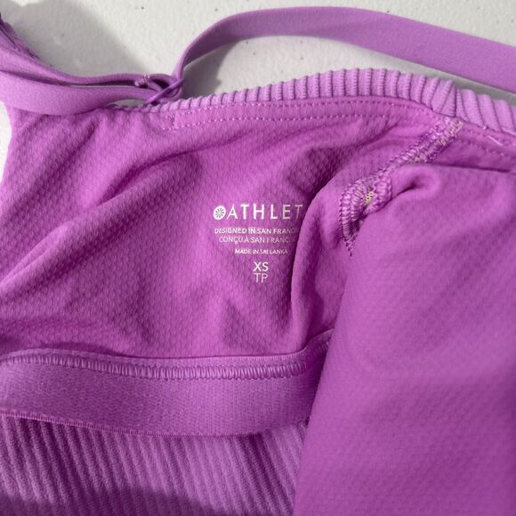Athleta Crop Top Womens Extra Small TP Purple Athletic Ribbed Fitted Running‎ - Picture 4 of 6